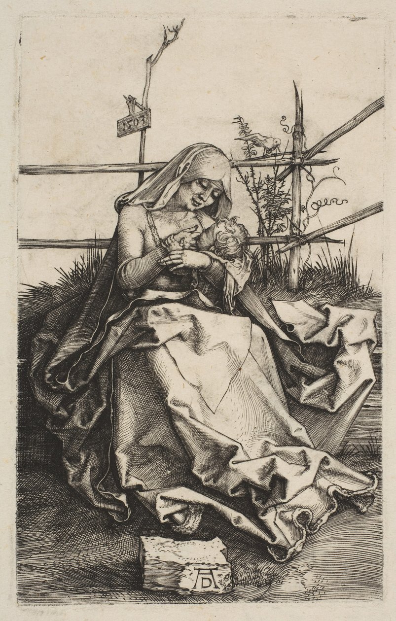 Jomfru og barn på en gresskledd benk, 1503. av Albrecht Dürer
