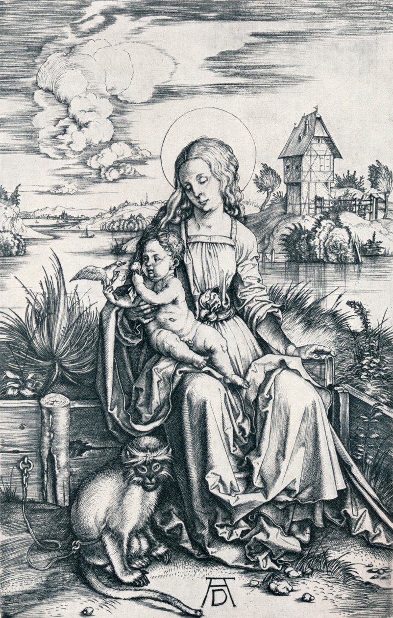 Jomfru og barn med en ape, 1506 1906 av Albrecht Dürer
