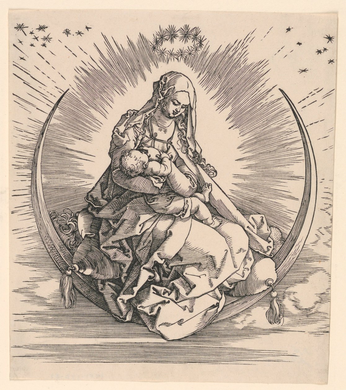 Virgin on the Crescent (tittelsiden til Jomfruens liv) av Albrecht Dürer