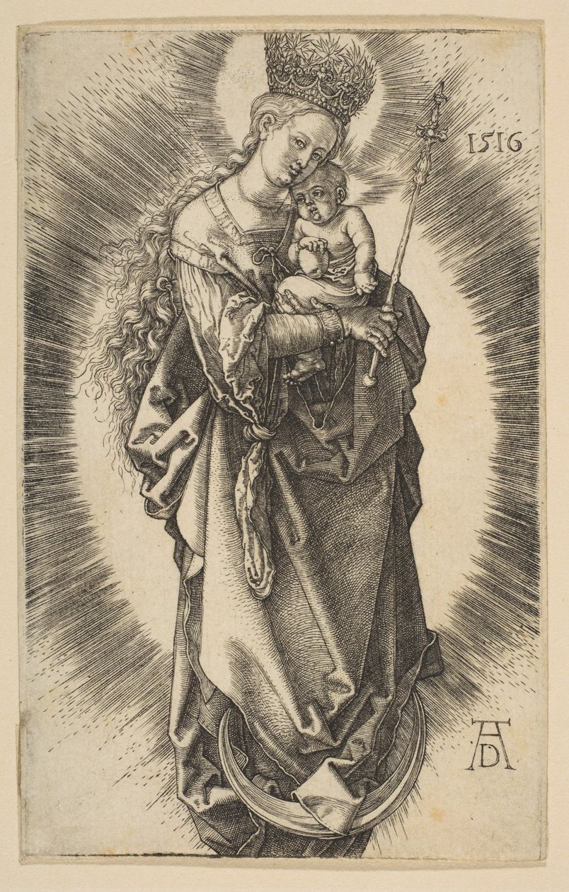 Jomfruen på månesigden med septer og stjernekrone av Albrecht Dürer