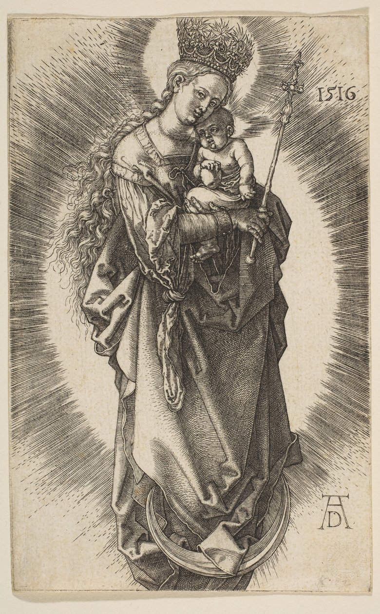 Jomfru på halvmånen med septer og stjernekrone, 1516. av Albrecht Dürer