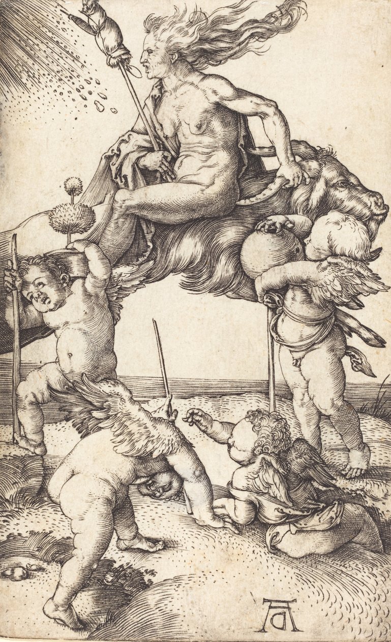 Heks som rir på en geit, ca. 15001501. av Albrecht Dürer