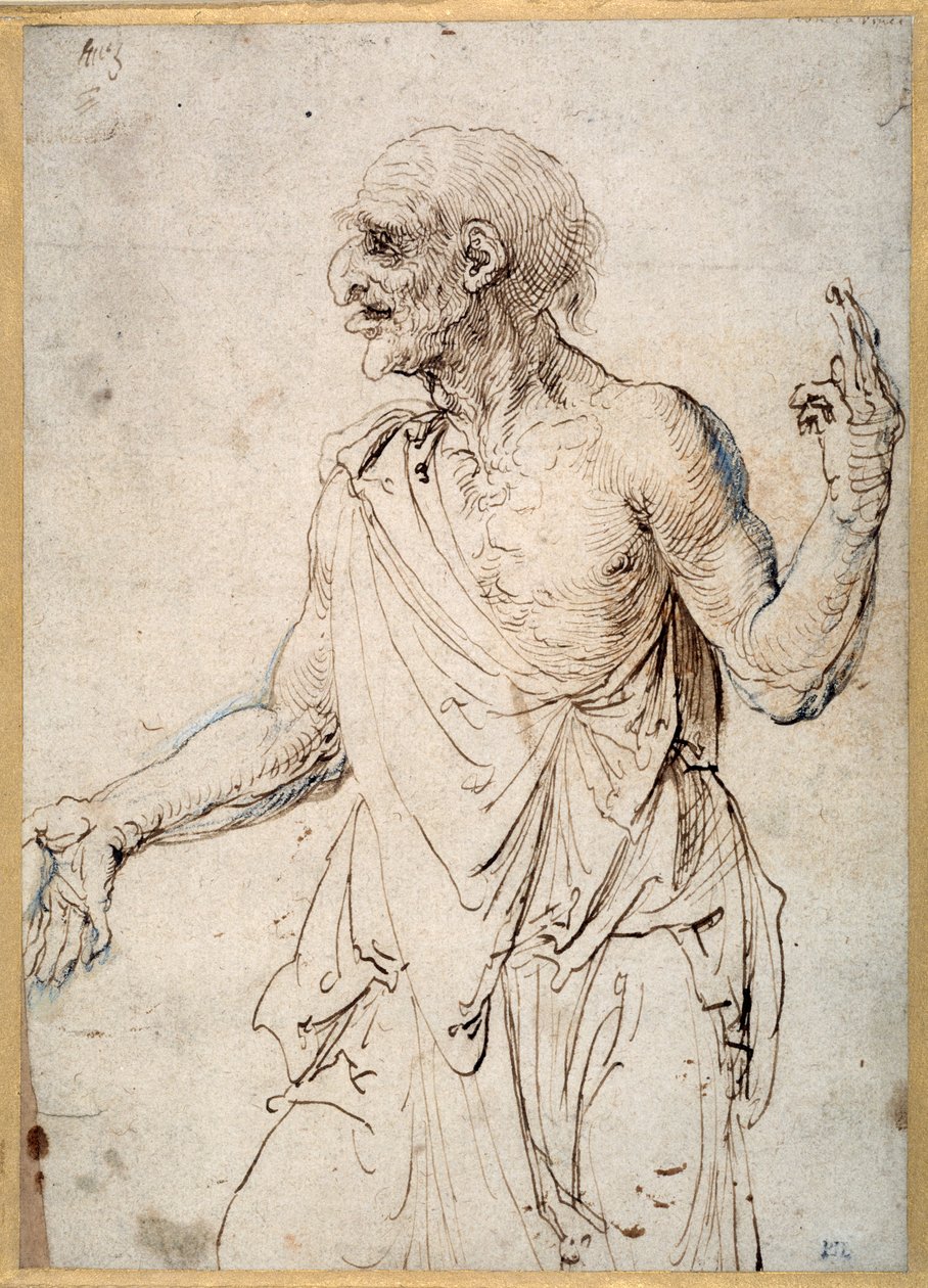 En gammel mann gestikulerer (penn og blekk på papir) av Albrecht Dürer