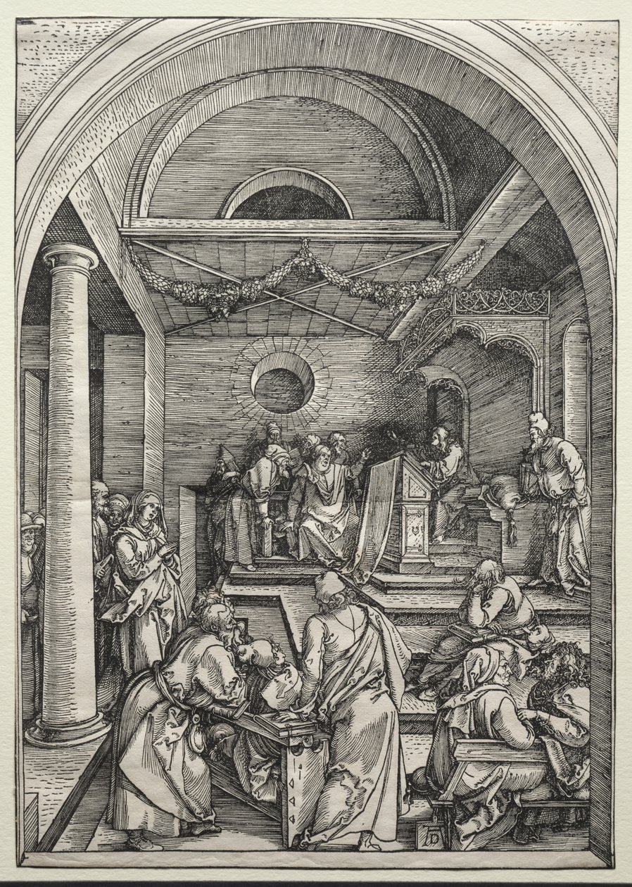 Kristus disputerer med leger, ca. 1503-1504 (tresnitt) av Albrecht Dürer or Duerer