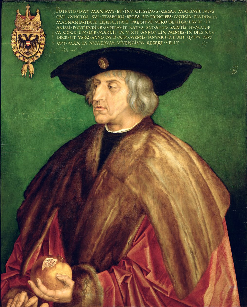 Keiser Maximilian I (olje på panel) av Albrecht Dürer
