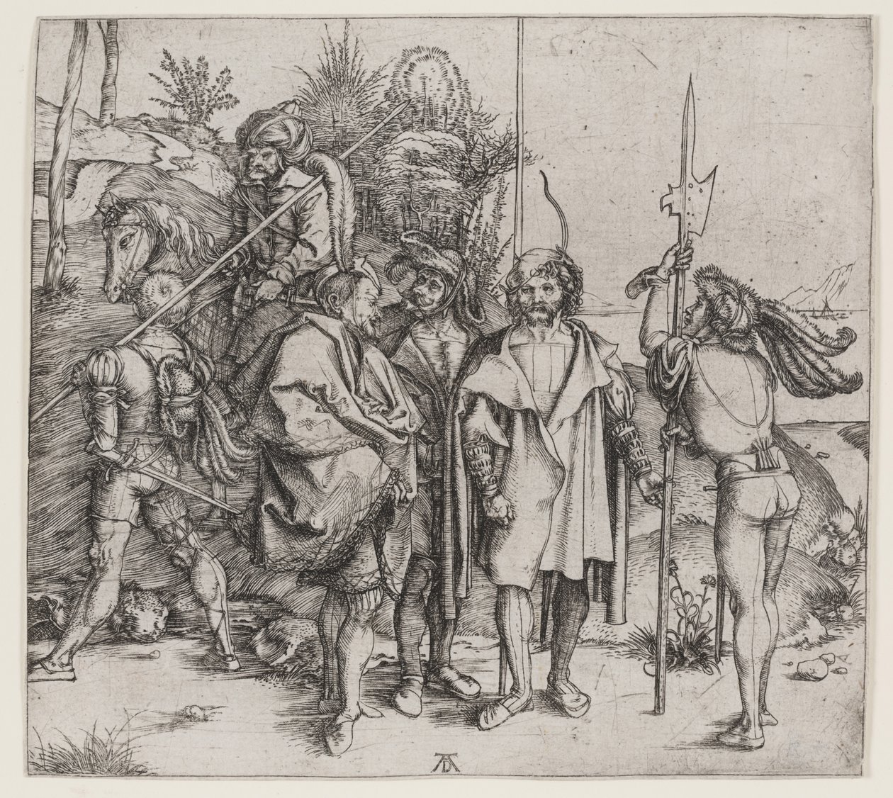 Fem soldater og en tyrker til hest, 1495-96 av Albrecht Dürer