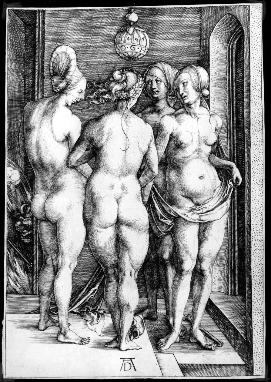 Fire nakne kvinner, eller heksene av Albrecht Dürer