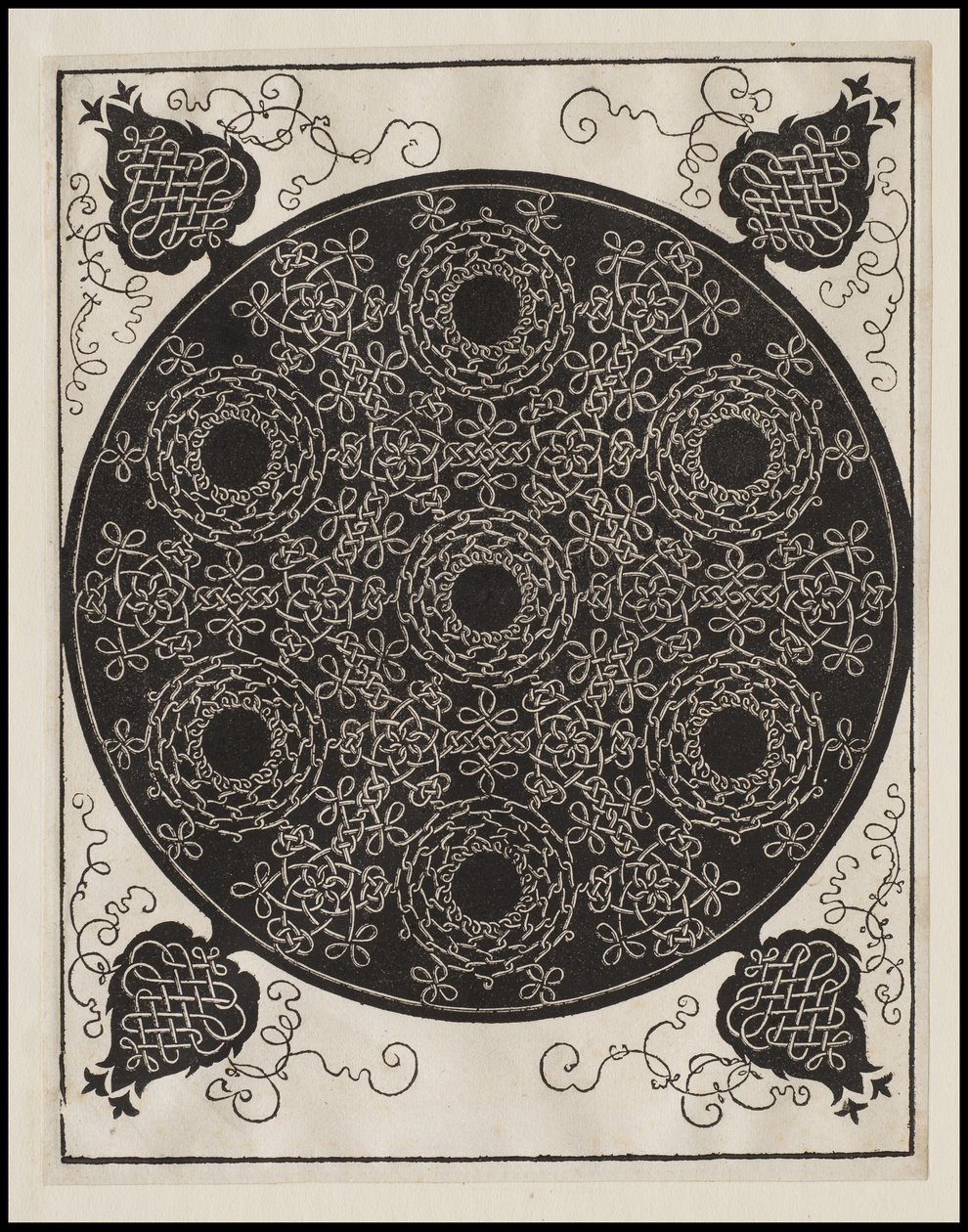 Fjerde knute, 7 sirkulære grupper av knuter med svarte senter, ca. 1506 av Albrecht Dürer