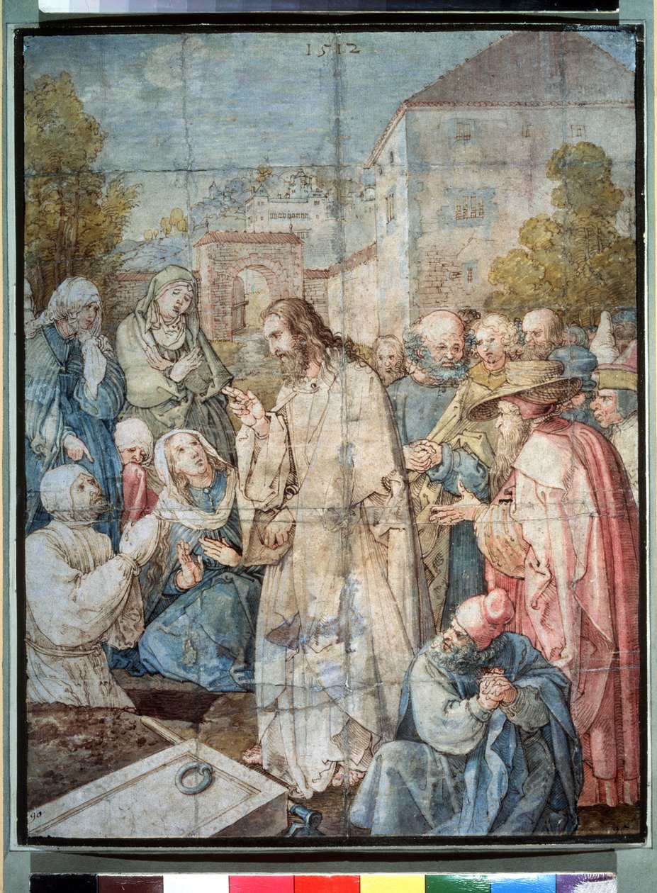 ""The Raising of Lazarus"" (The Raising of Lazarus) Akvarell og blekk av Albrecht Durer (1471-1528) 1512 Pushkin-museet, Moskva av Albrecht Dürer