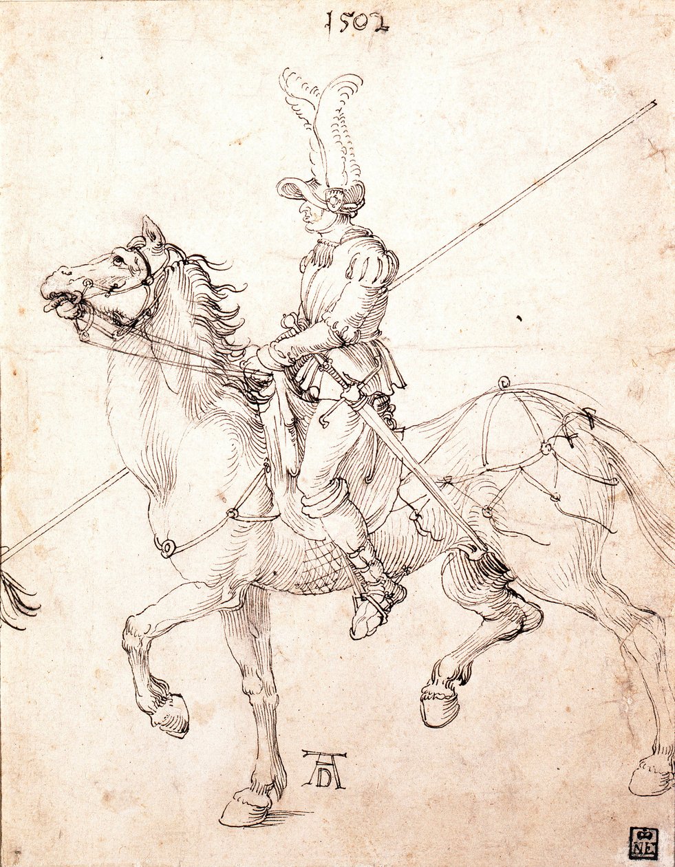 Lancer på hesteryggen - Tegning av Albrecht Durer (1471-1528) av Albrecht Dürer