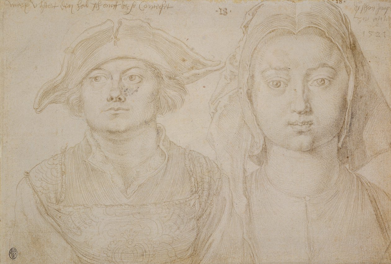 Marx Ulstat; Den vakre unge kvinnen i Antwerpen, ca. 1520-21 (sølvspiss, grunnet på elfenbensfarget papir) av Albrecht Dürer or Duerer