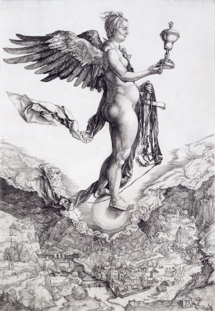 Nemesis (The Great Fortune) (gravering) (se også 73790) av Albrecht Dürer