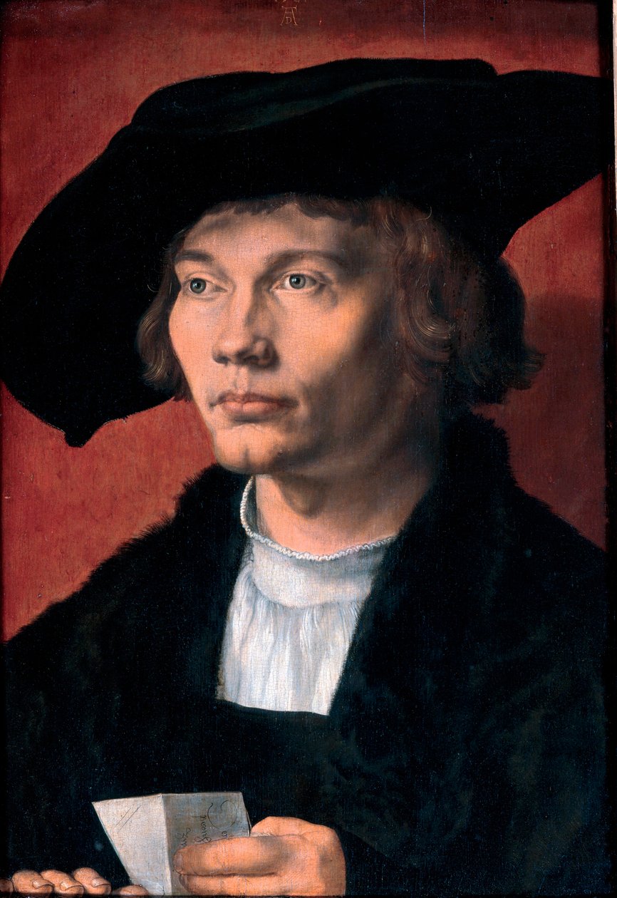 Portrett av Bernhard von Reesen, kunstsamler ne en 1490 - Portrett av Bernhard von Reesen - Maleri av Albrecht Durer (1471-1528) Olje på tre 1521 (45,5x31,5 cm) - Statens kunstgalleri, Dresden av Albrecht Dürer