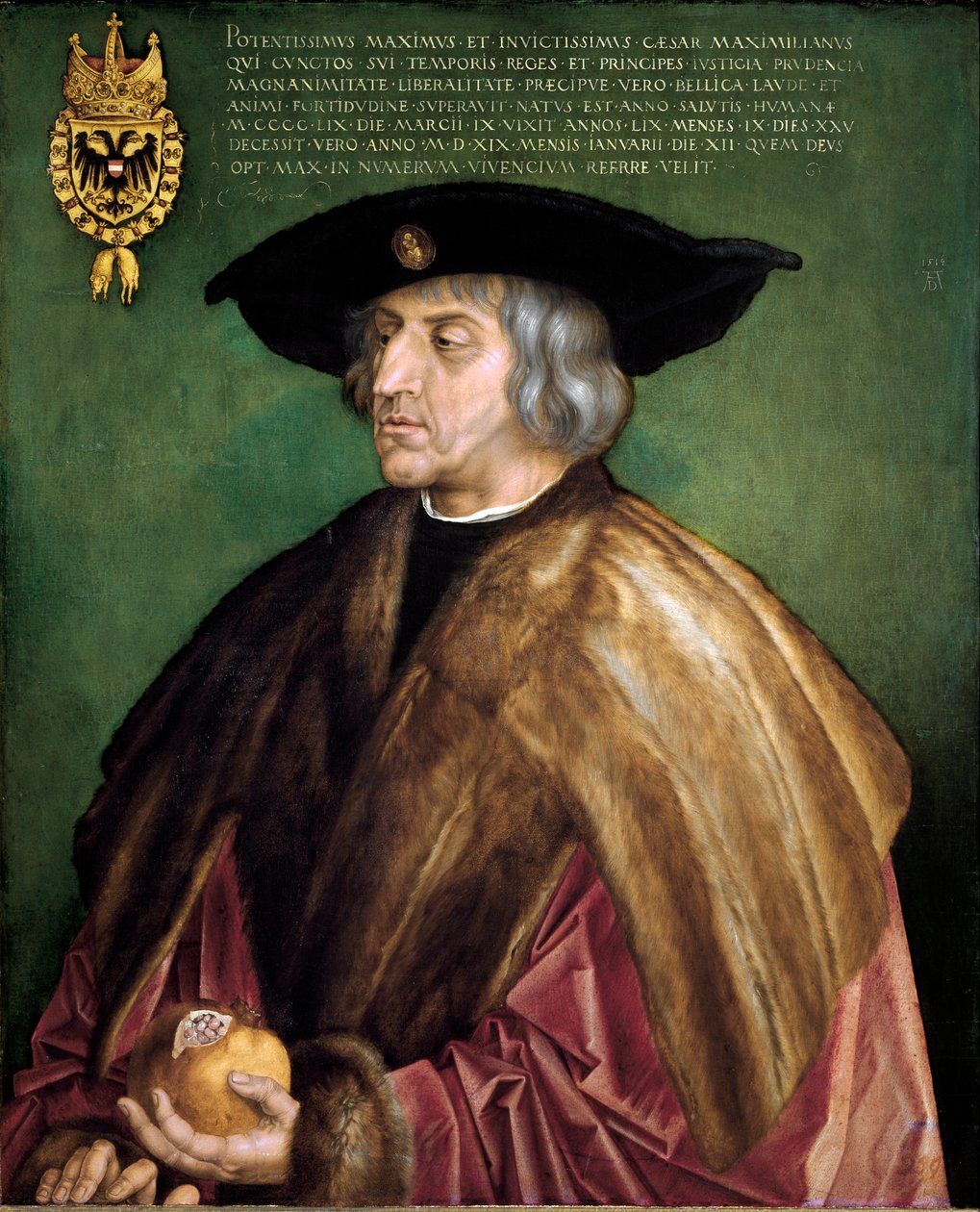 Portrett av keiser Maximilian I av Habsburg (1459–1519), tysk romersk keisermaleri av Albrecht Durer (1471–1528) av Albrecht Dürer