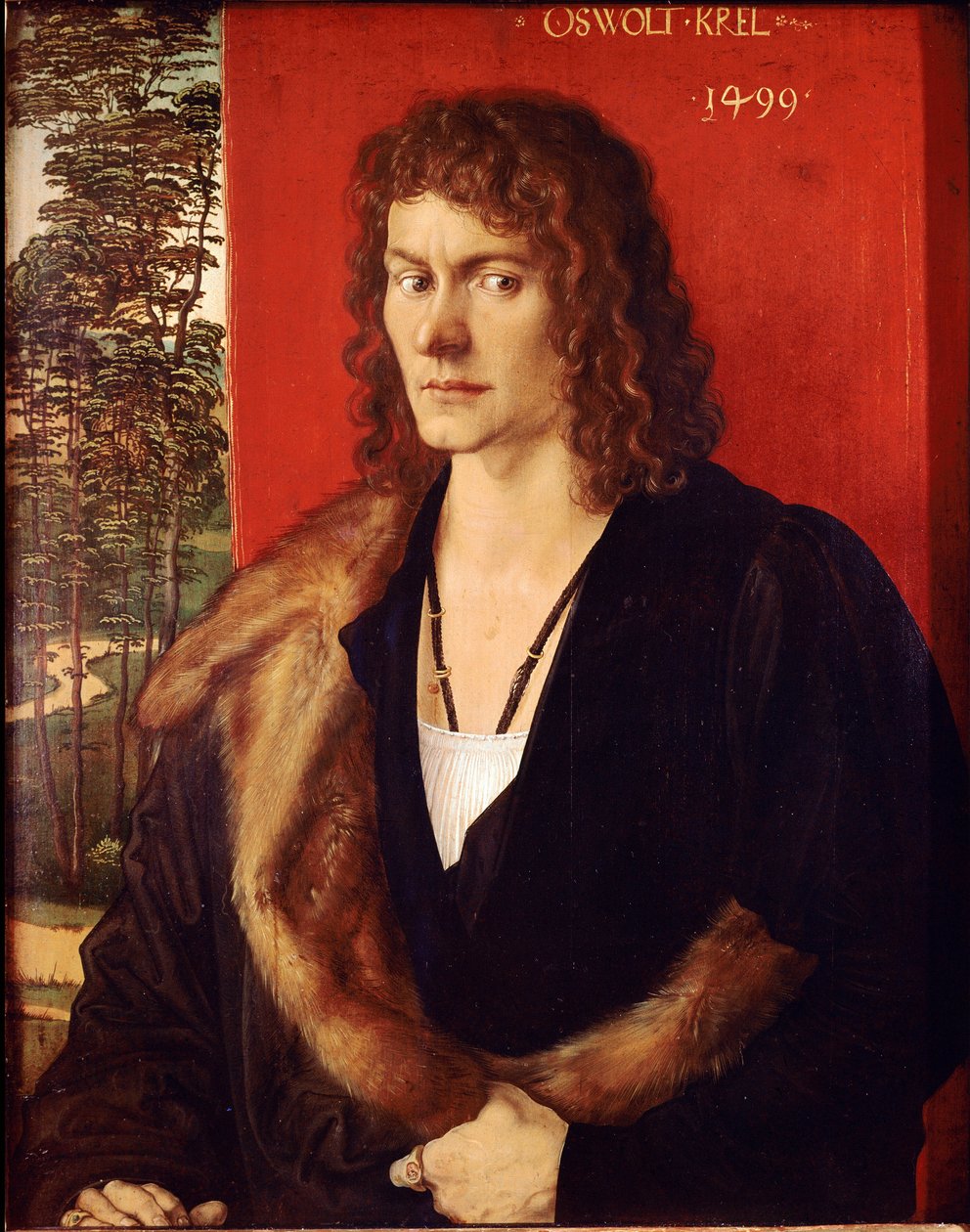 Portrett av Oswolt Krel-maleri av Albrecht Durer (1471-1528) 1499 Dim. 50x39 cm München, Alte Pinakothek av Albrecht Dürer