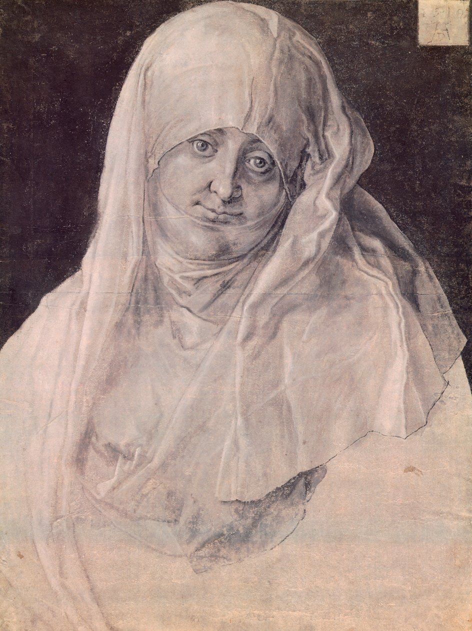 St. Anne med hodet dekket av slør, av Albrecht Durer (1471-1528), tegning av Albrecht Dürer
