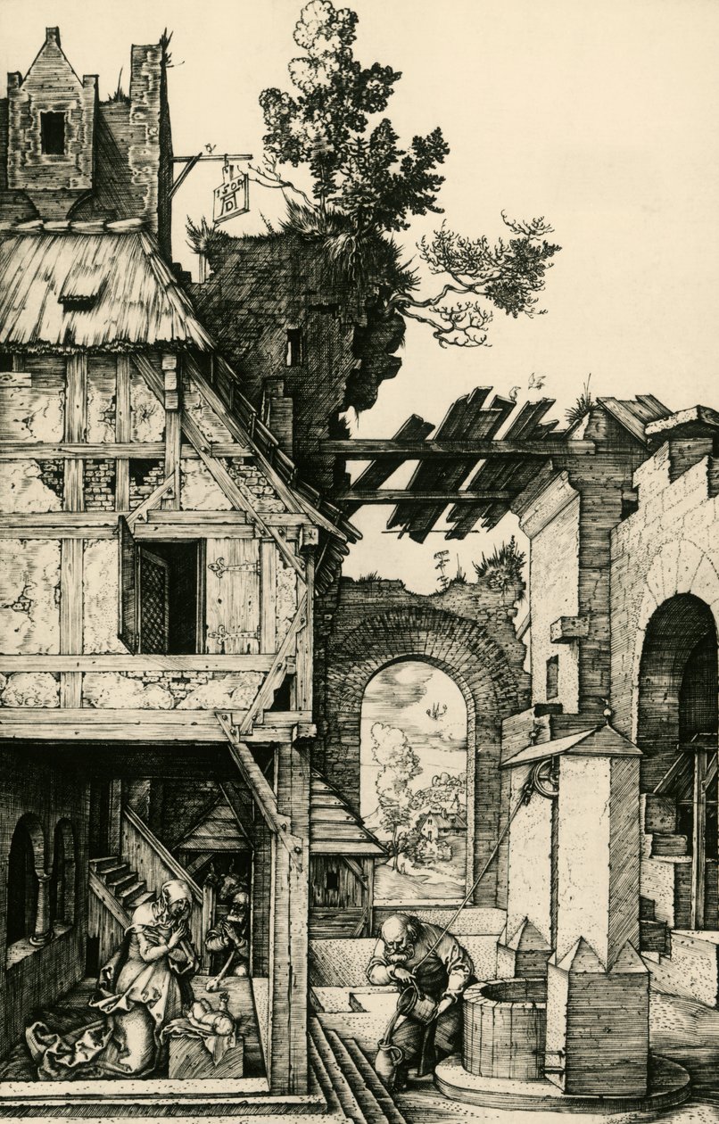 The Adoration of the Child, gravering av Albrecht Durer (1471-1528). av Albrecht Dürer