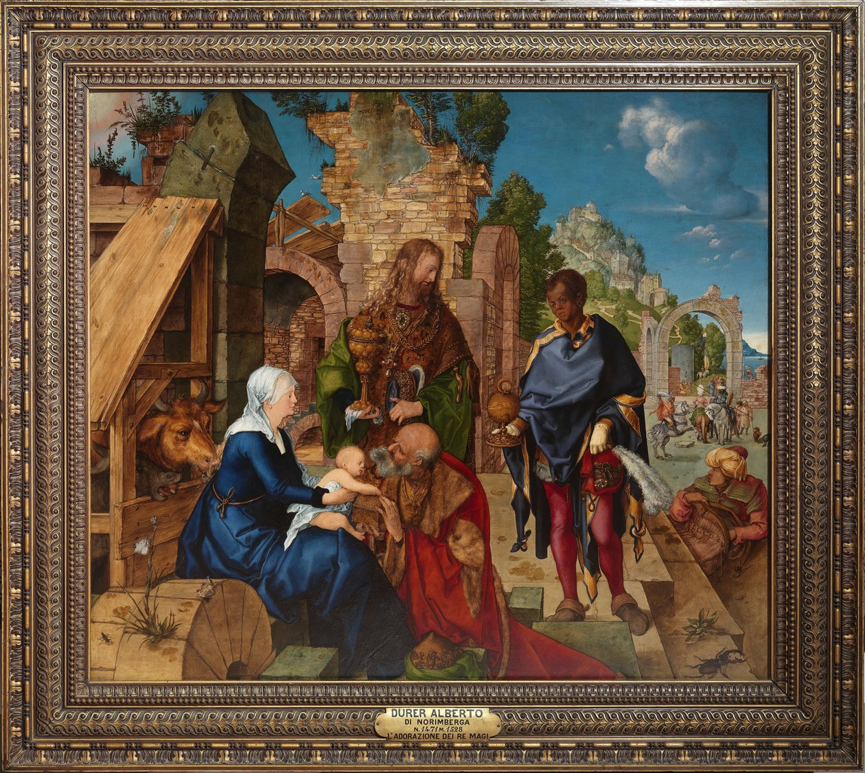 The Adoration of the Magi - Albrecht Durer (1471-1528). Olje på tre av Albrecht Dürer
