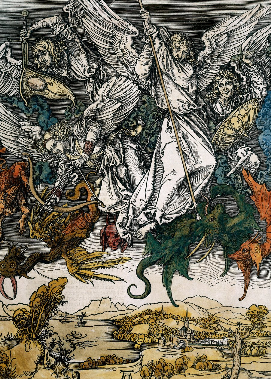 The Apocalypse of Saint John: the Fall of the Rebel Angels, ca. 1496-1498 (tresnitt) av Albrecht Dürer