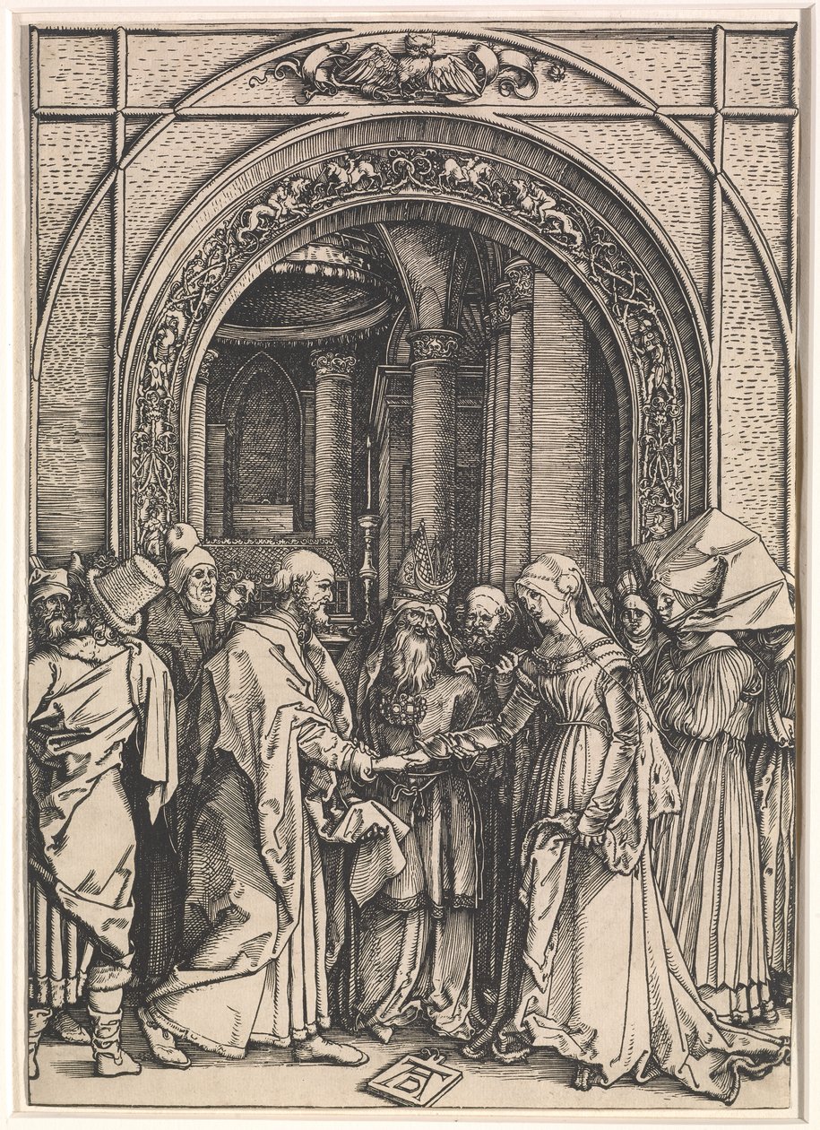 Jomfruens forlovelse fra: The Life of the Virgin, ca. 1504-05 (tresnitt på lagt papir) av Albrecht Dürer