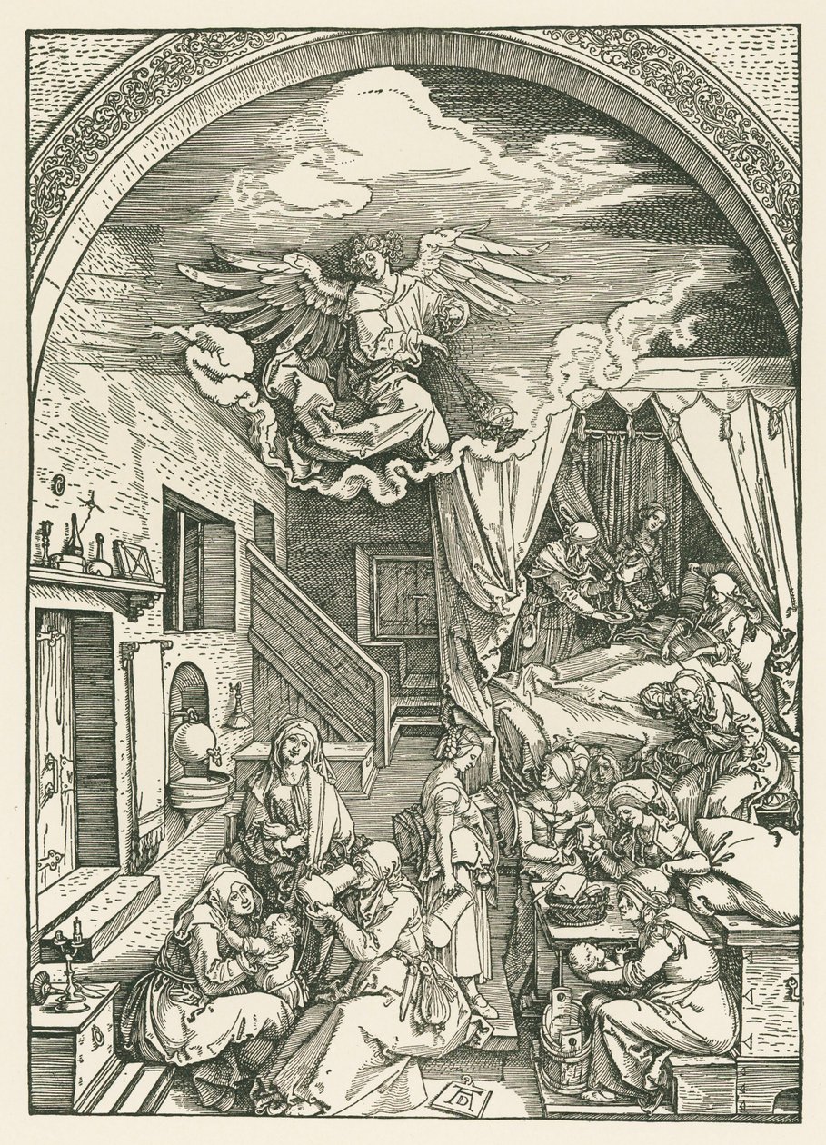 Jomfru Marias fødsel, ca. 1503 (tresnitt) av Albrecht Dürer or Duerer
