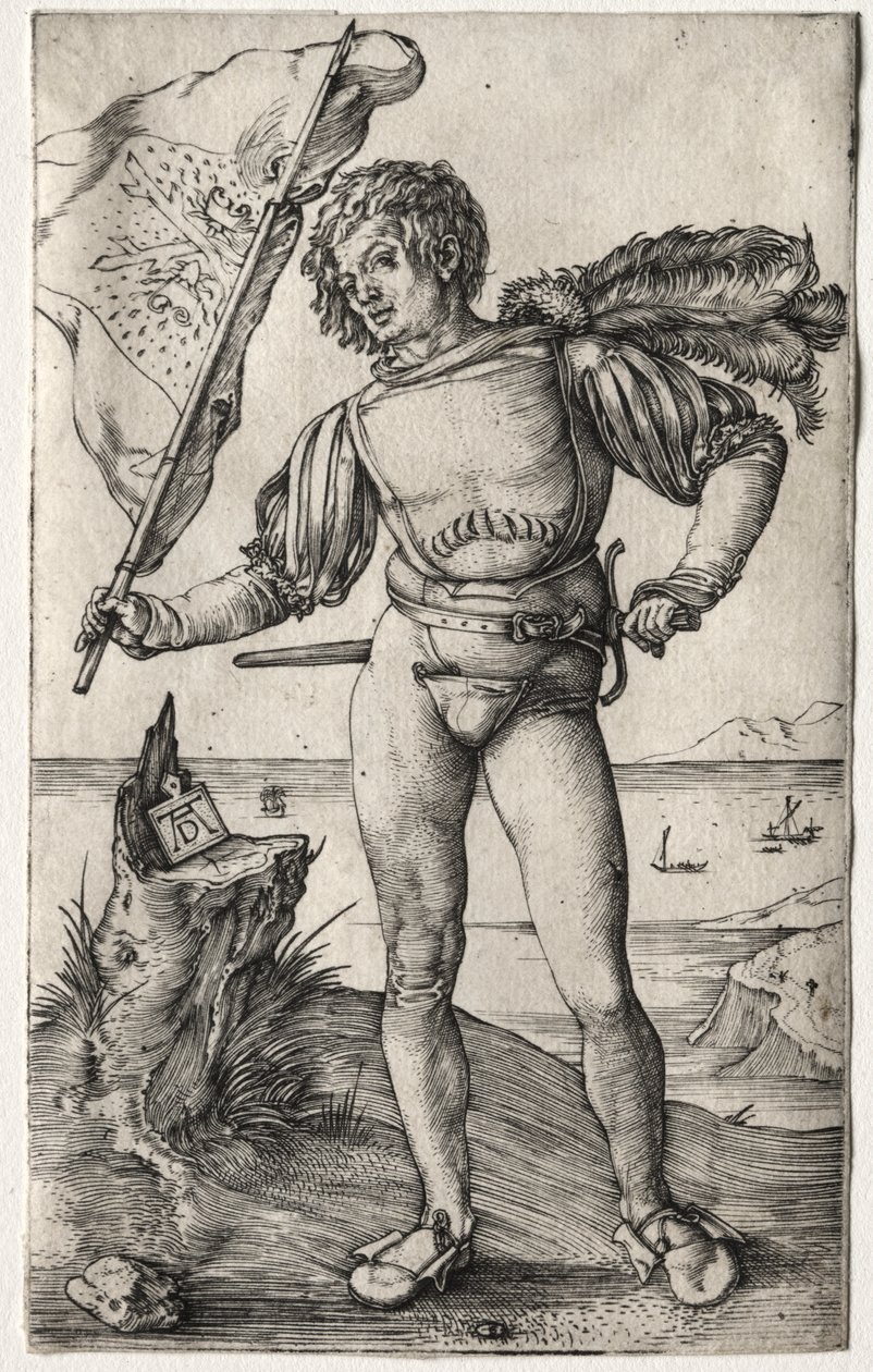 Den burgundiske fanebæreren, ca. 1500 (gravering) av Albrecht Dürer or Duerer