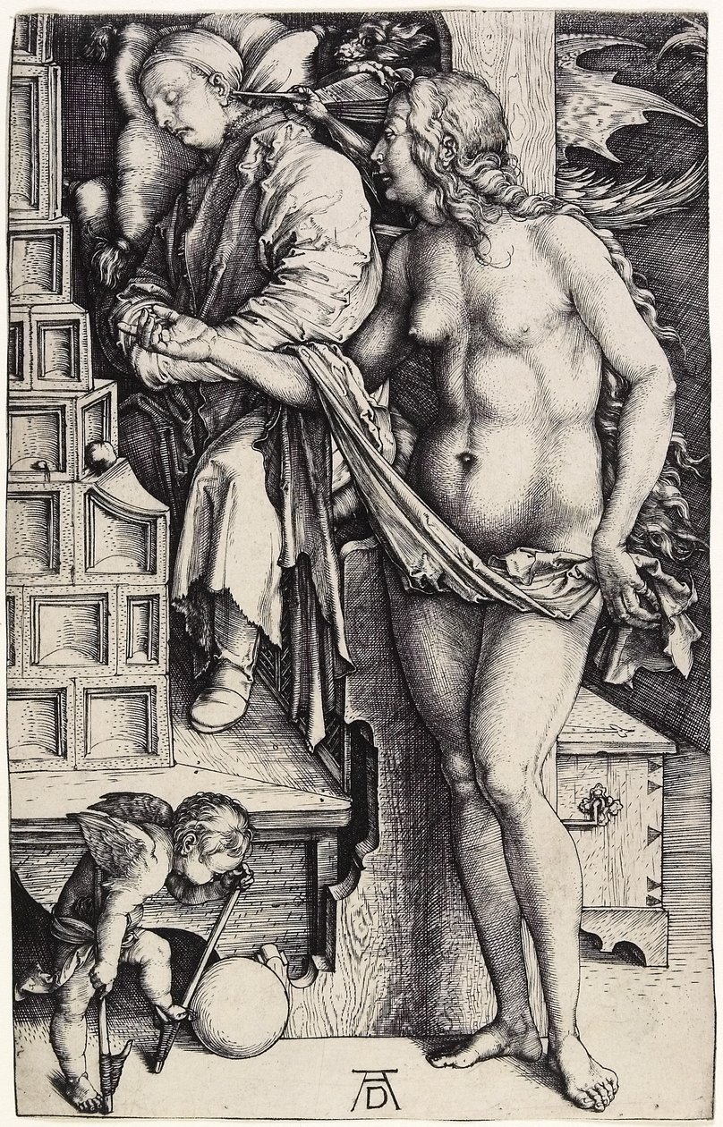 Drømmen, ca. 1500 (gravering) av Albrecht Dürer