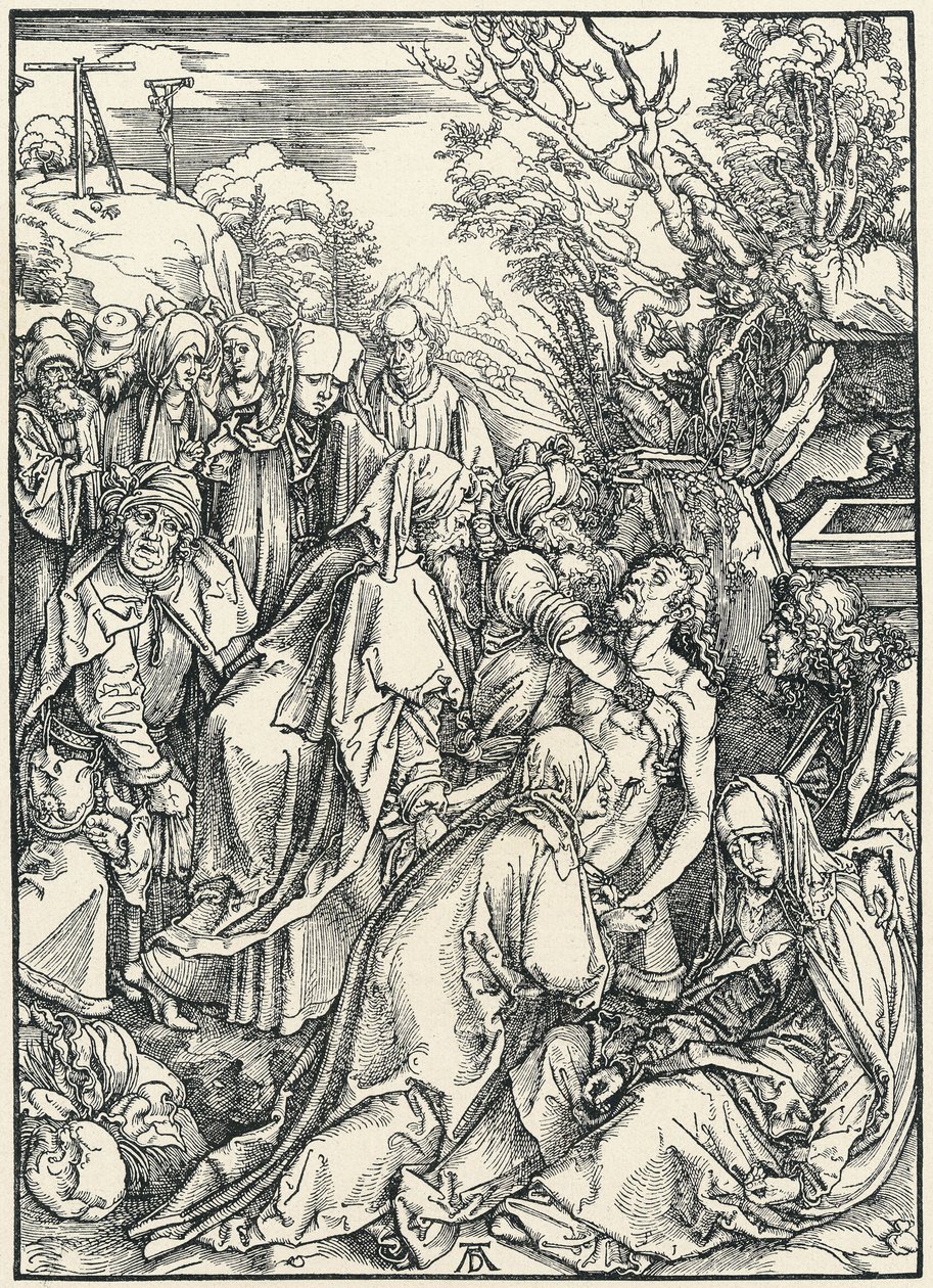 Gravleggingen, fra den store lidenskapen, ca. 1496-97 (tresnitt) av Albrecht Dürer