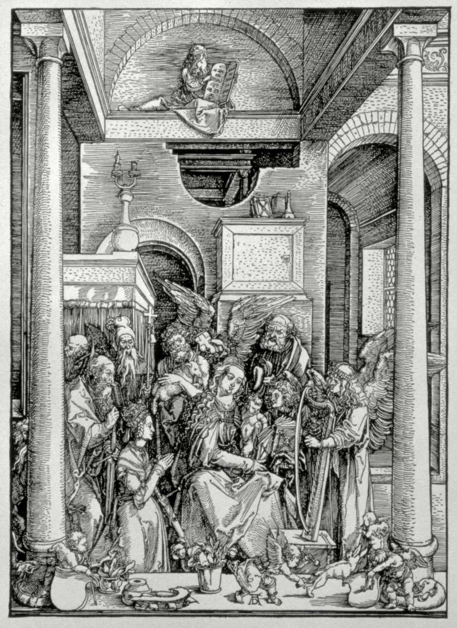 Jomfruen og barnet med hellige (tresnitt) av Albrecht Dürer