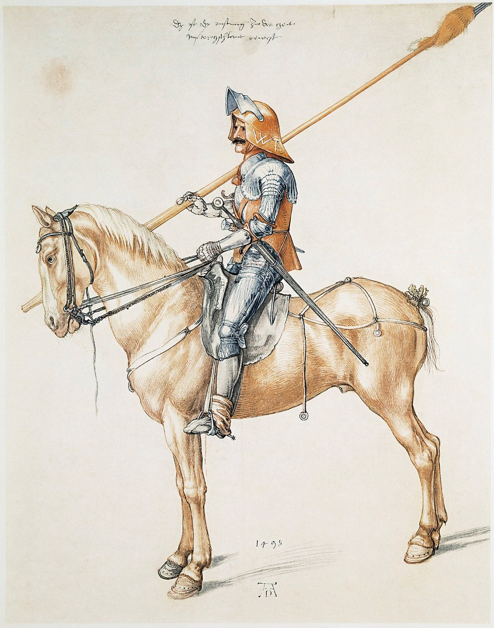 Våpenridderen Akvarelltegning fra en original av Albrecht Durer av Albrecht Dürer