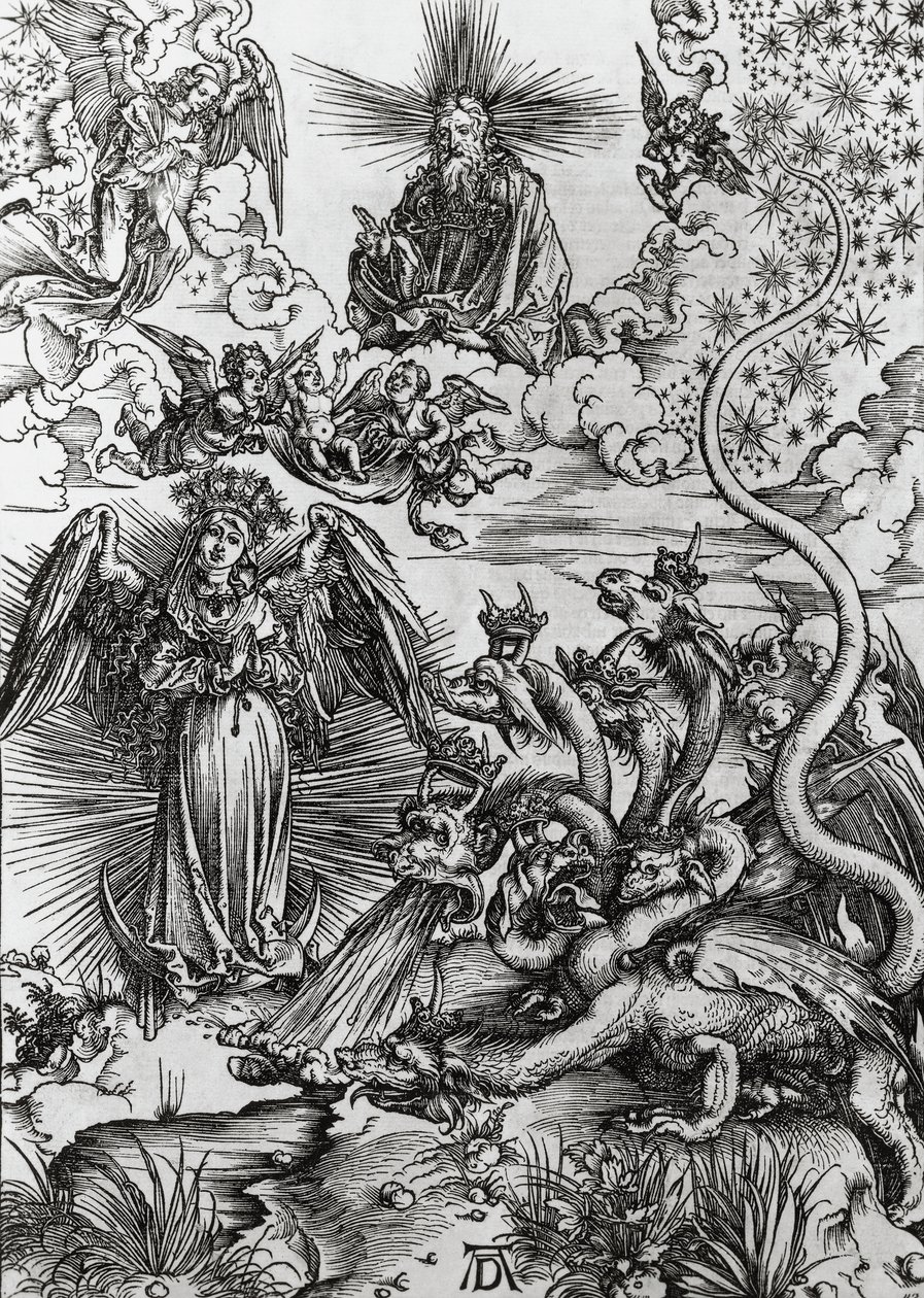 Apocalypse-kvinne og syvhodet drage, Apocalypse av Albrecht Dürer