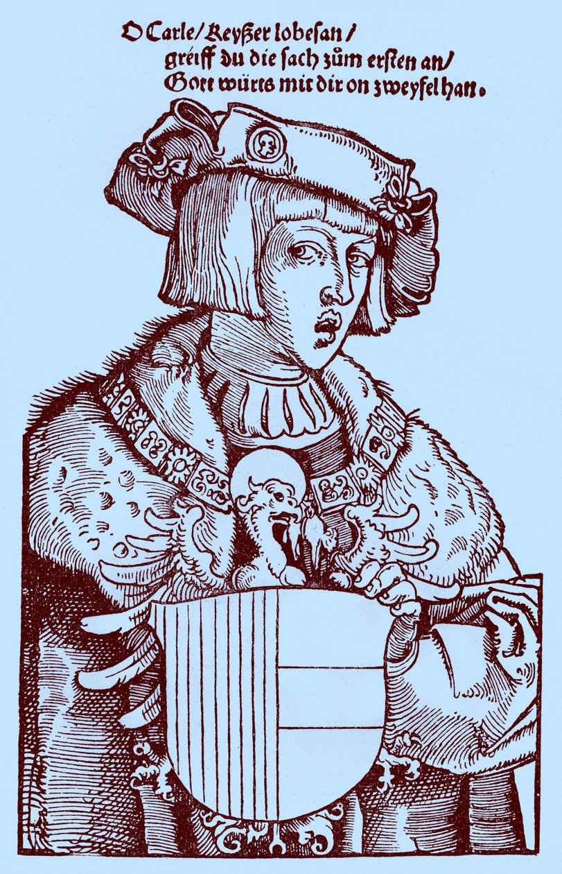 Ungdom Karl V (1500-1558) (gravering) av Albrecht Dürer