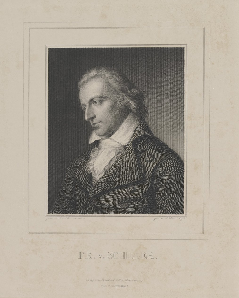 Portrett av Friedrich von Schiller 1759-1805, ca. 1840 av Albrecht Fürchtegott Schultheiss