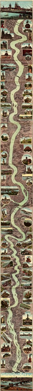 Det siste Rhinen-panoramaet fra Mainz-Cöln 1909 av Albumfabrik Eisenach