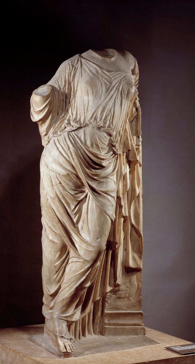 Afrodite til søylen. Marmorskulptur etter Afrodite brukt av Alcamene, gresk billedhugger på 500-tallet f.Kr. Dim. 1,18 m Paris, Musée du Louvre av Alcamenes (attr. to)