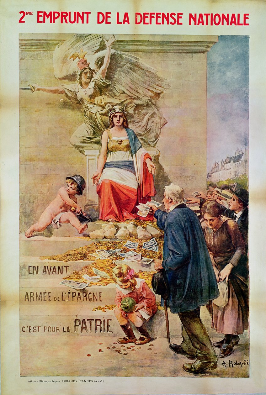 Plakat for andre lån til forsvaret av Alcide Theophile Robaudi