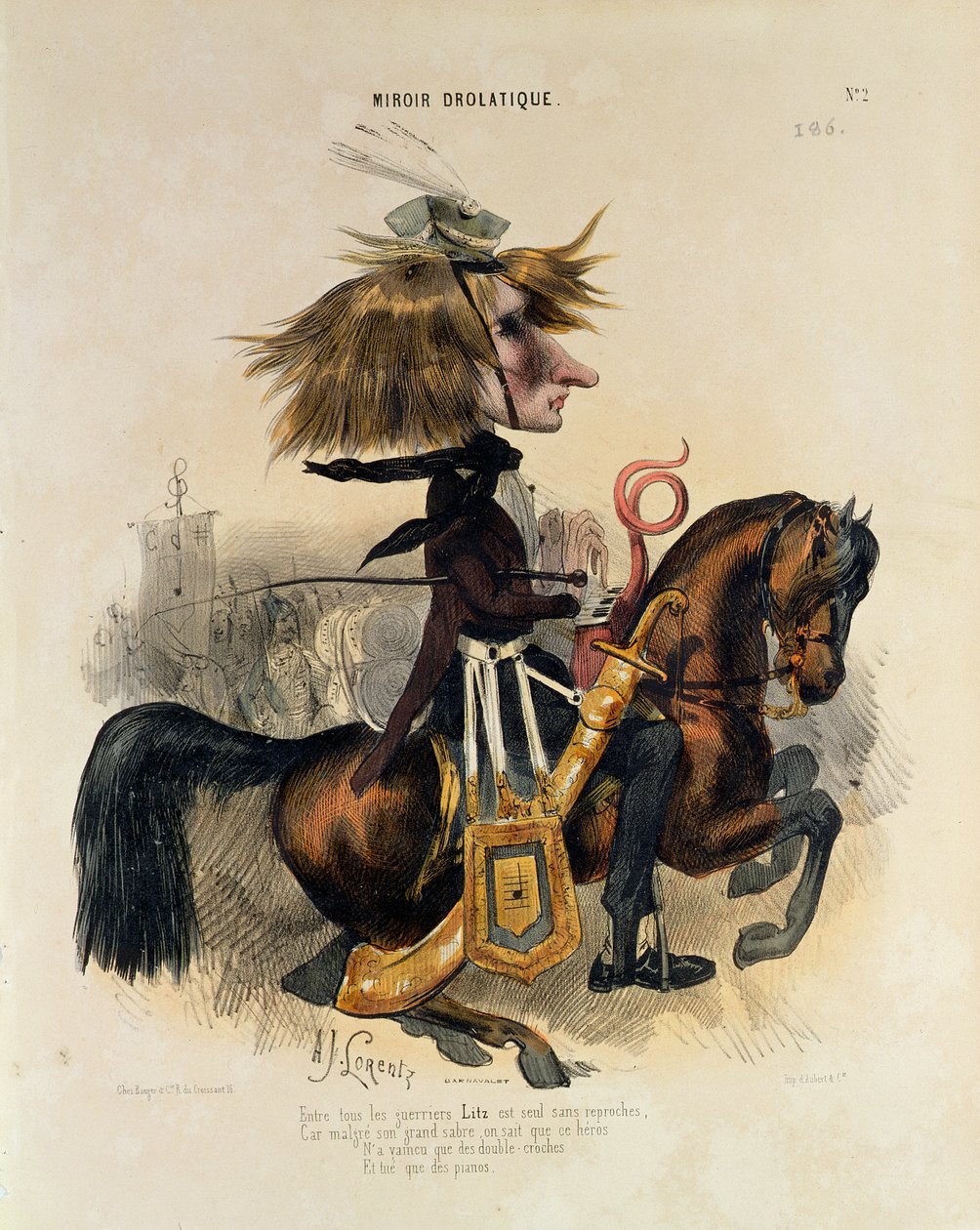 Karikatur av Franz Liszt (1811-86) av Alcide Joseph Lorentz