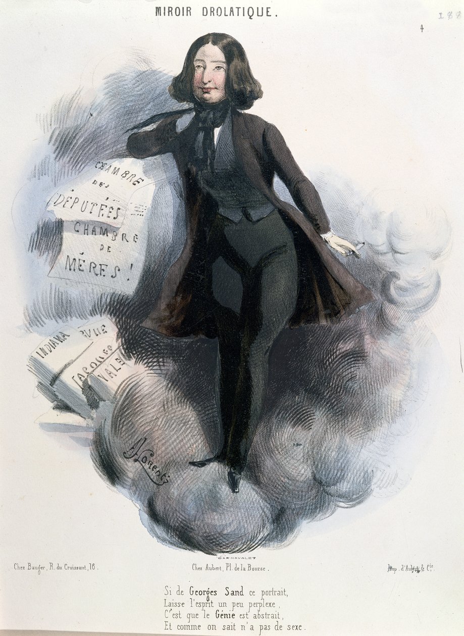 Karikatur av George Sand (1804-76) ca. 1848 av Alcide Joseph Lorentz