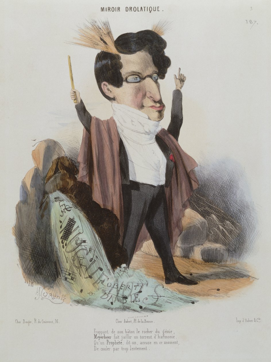 Karikatur av Jakob Meyerbeer (1791-1864) tysk komponist av Alcide Joseph Lorentz