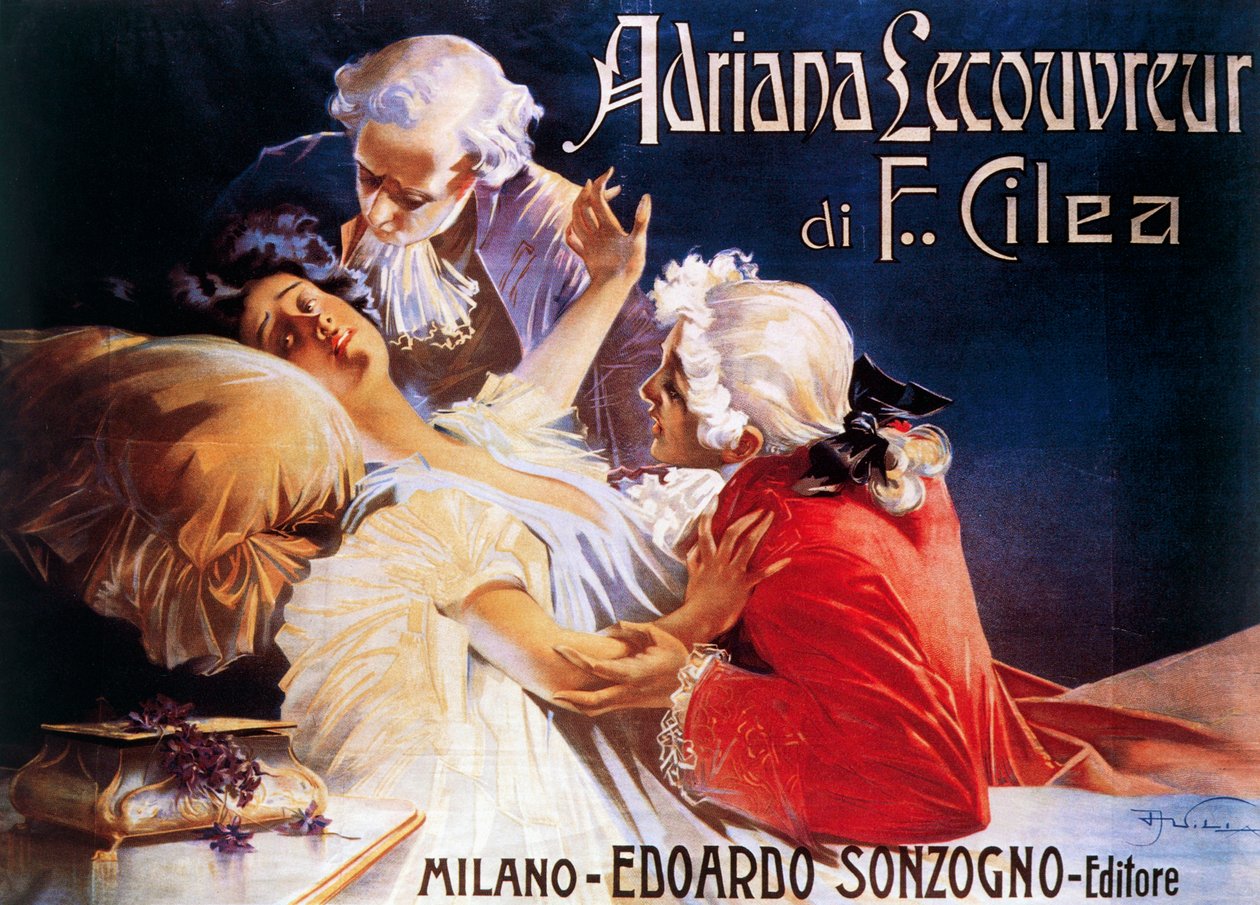 Plakat for opera Adriana Lecouvreur, av Francesco Cilea (1866-1950) av Aleardo Villa