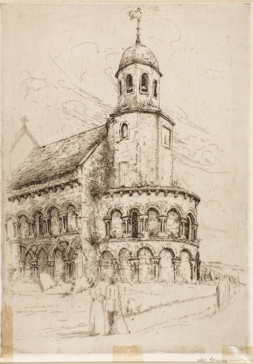 Leuchars Church (Norman Apse) (etsing) av Alec Grieve