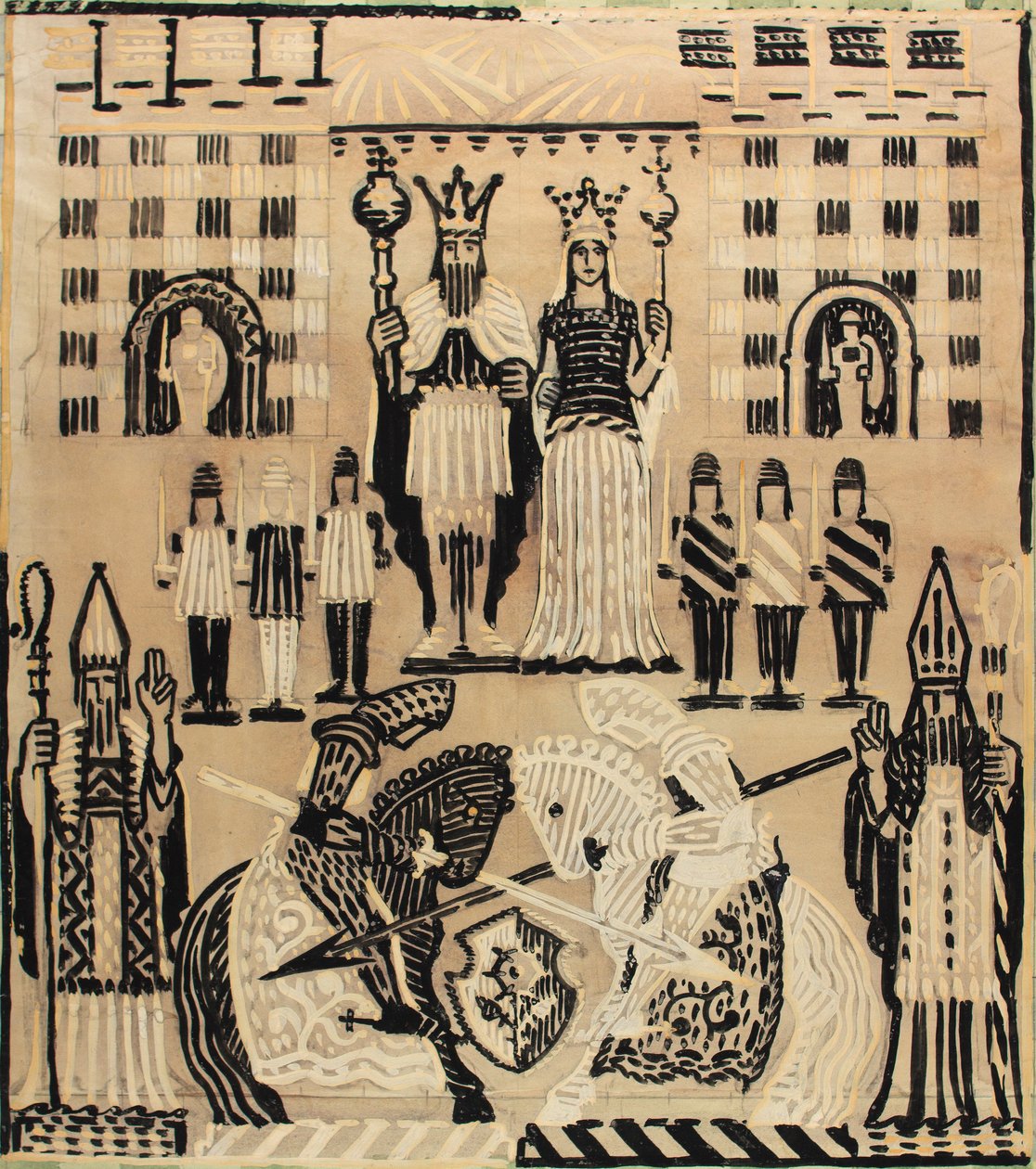Royal Joisting, mars 1928 (gouache på papir) av Alec Hunter
