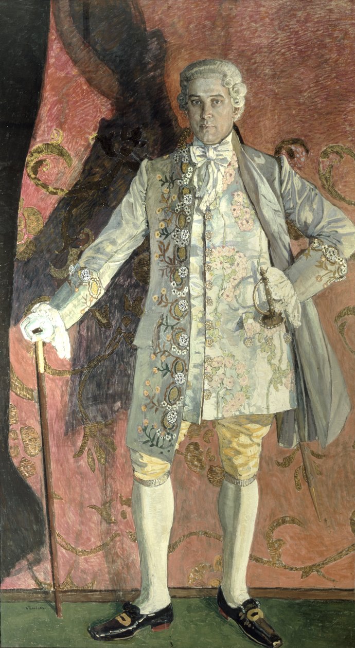 Portrett av Dmitry Smirnov som Chevalier des Grieux i Jules Massenets (1842-1912) opera 