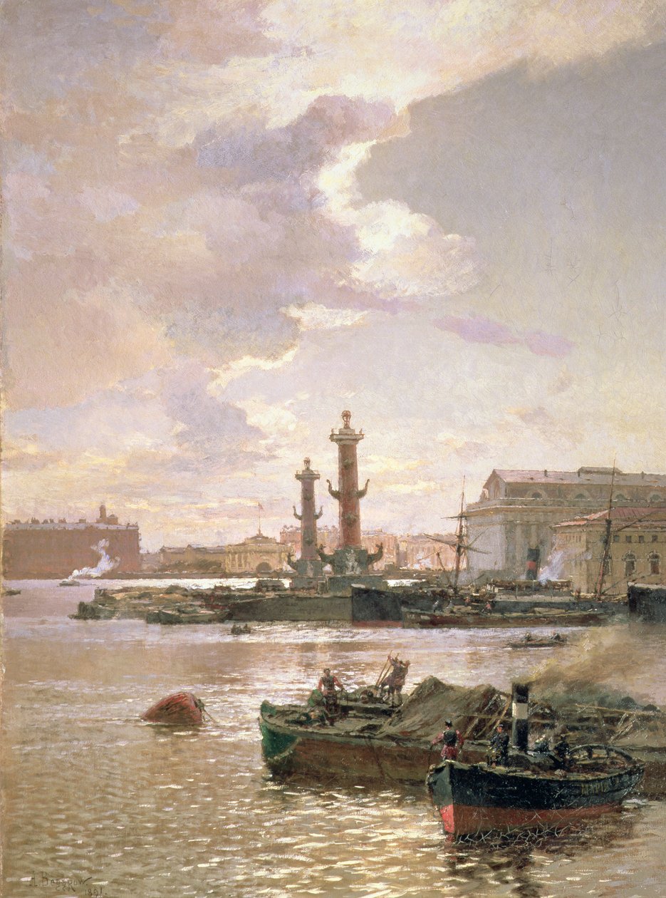 Børs i St. Petersburg, 1891 av Aleksandr Karlovich Beggrov