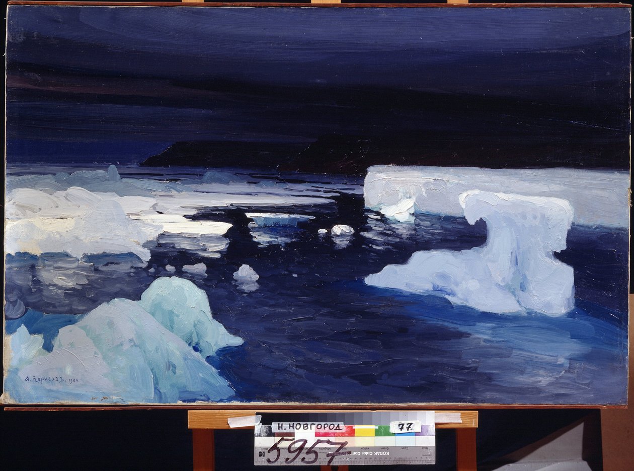 Polar is. Maleri av Alexander Alexeyevich Borisov (1866-1934). Olje på lerret, 78,5 x 122,5 cm av Aleksandr Alekseevich Borisov