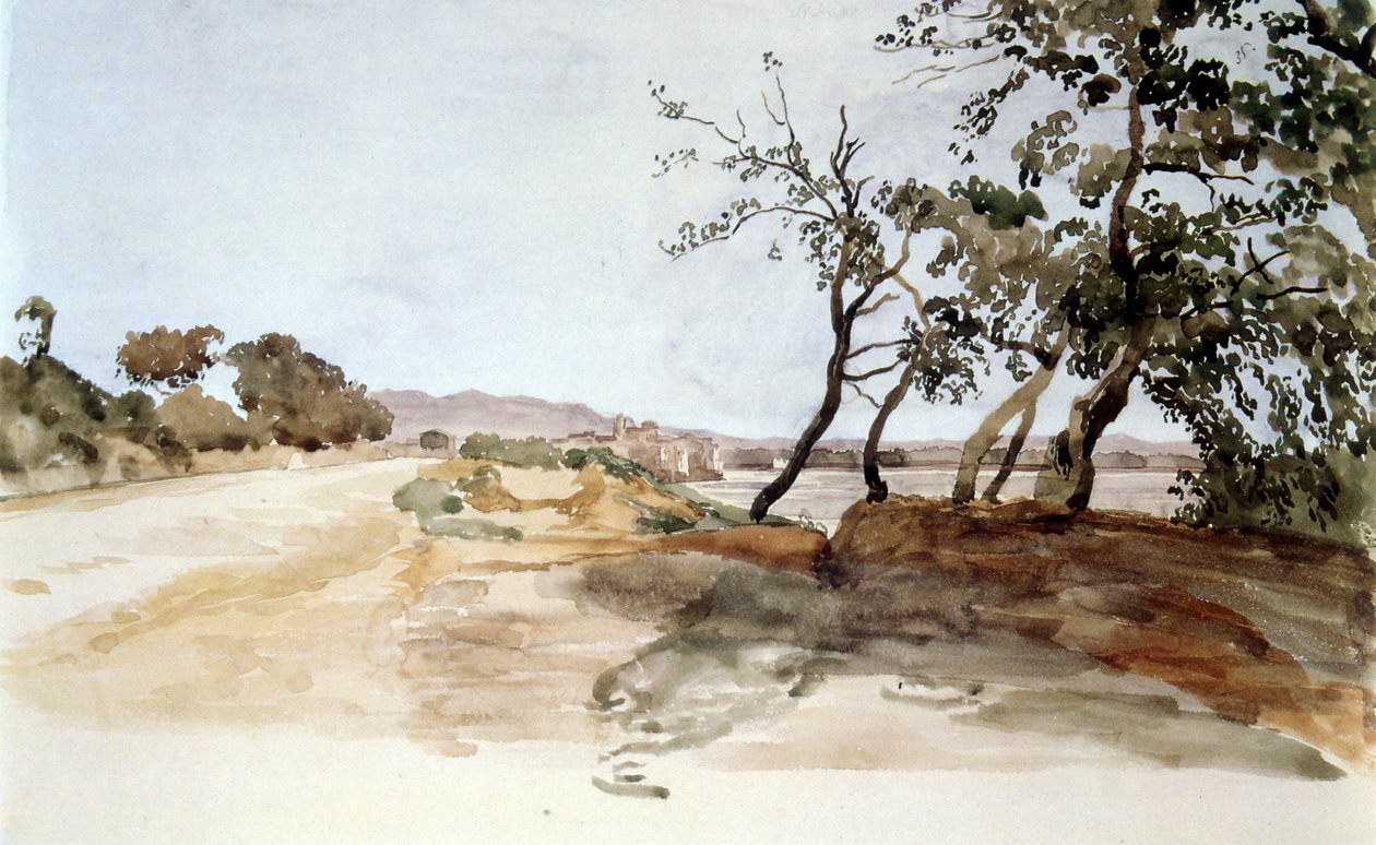 Italiensk landsbygd, akvarell av Alexander Ivanov (18061858), russisk maler av Aleksandr Andreevich Ivanov