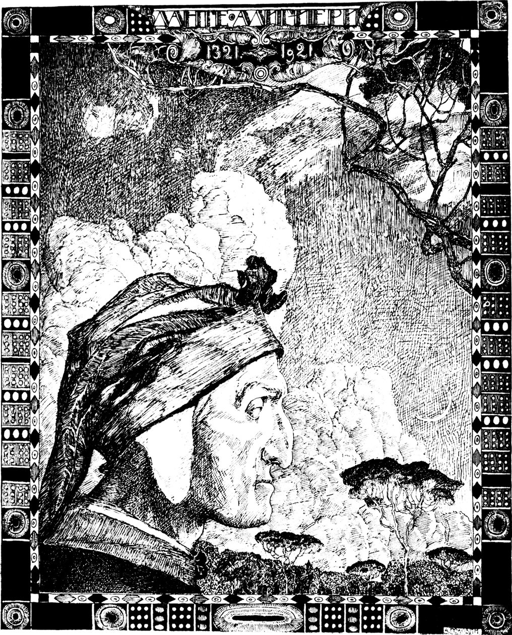 Dante Alighieri , middelaldersk italiensk poet, 1921. av Aleksandr Jakovlevic Golovin
