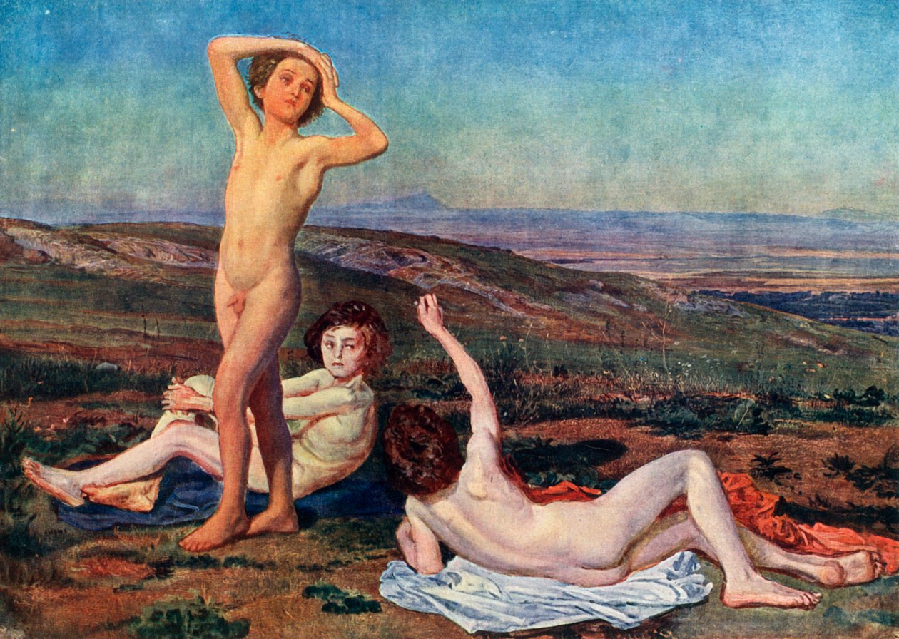 Boys Basking in the Sun, midten av 1800-tallet, 1939. av Aleksandr Ivanov