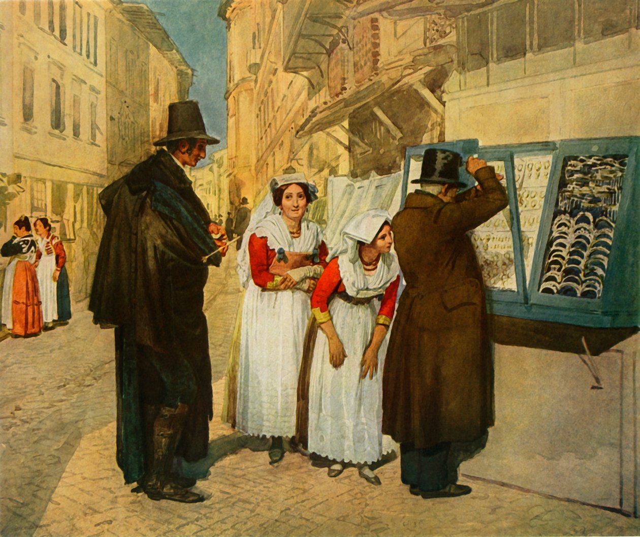 Brudgommen Campagnuolo velger øredobber til sin brud, 1838, 1965. av Aleksandr Ivanov