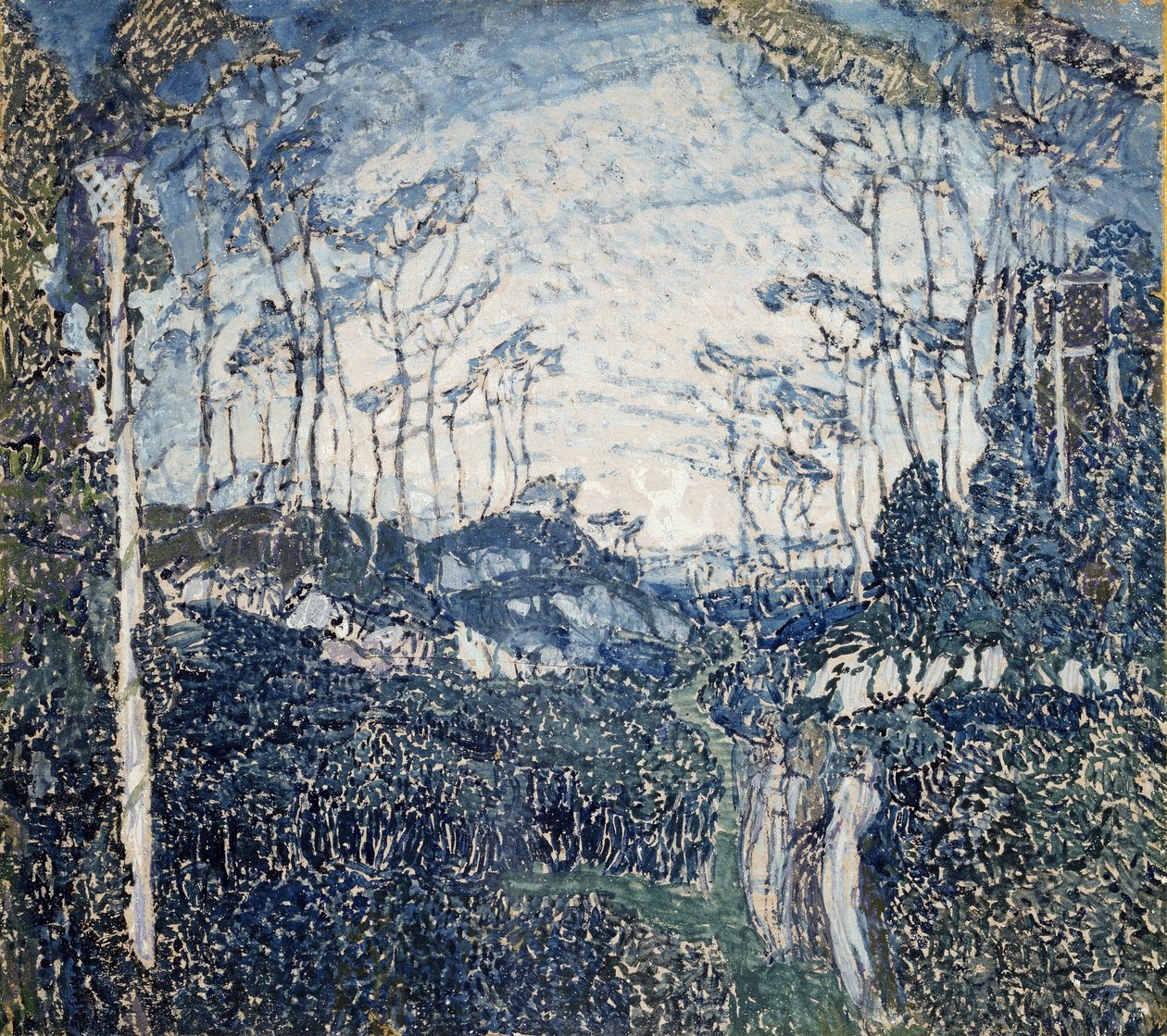 ""In A Park"" Gouache-maleri av Alexander Yakovlevich Golovin (Alexander Golovin) (1863-1930) Circa 1900 State Art Museum, Samara av Aleksandr Jakovlevic Golovin